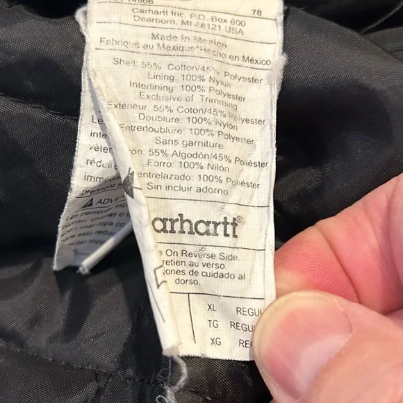 Carhartt Gray Full Zip Quilted Lined Jacket, Vintage Style, Size XL